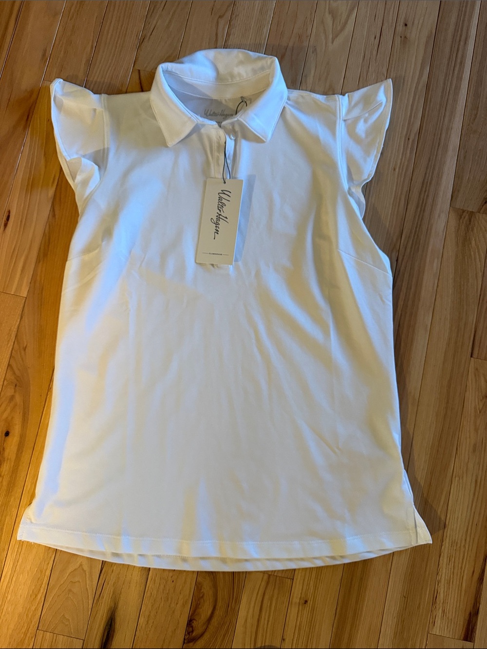 Walter Hagen White Flutter Sleeve Polo Top
